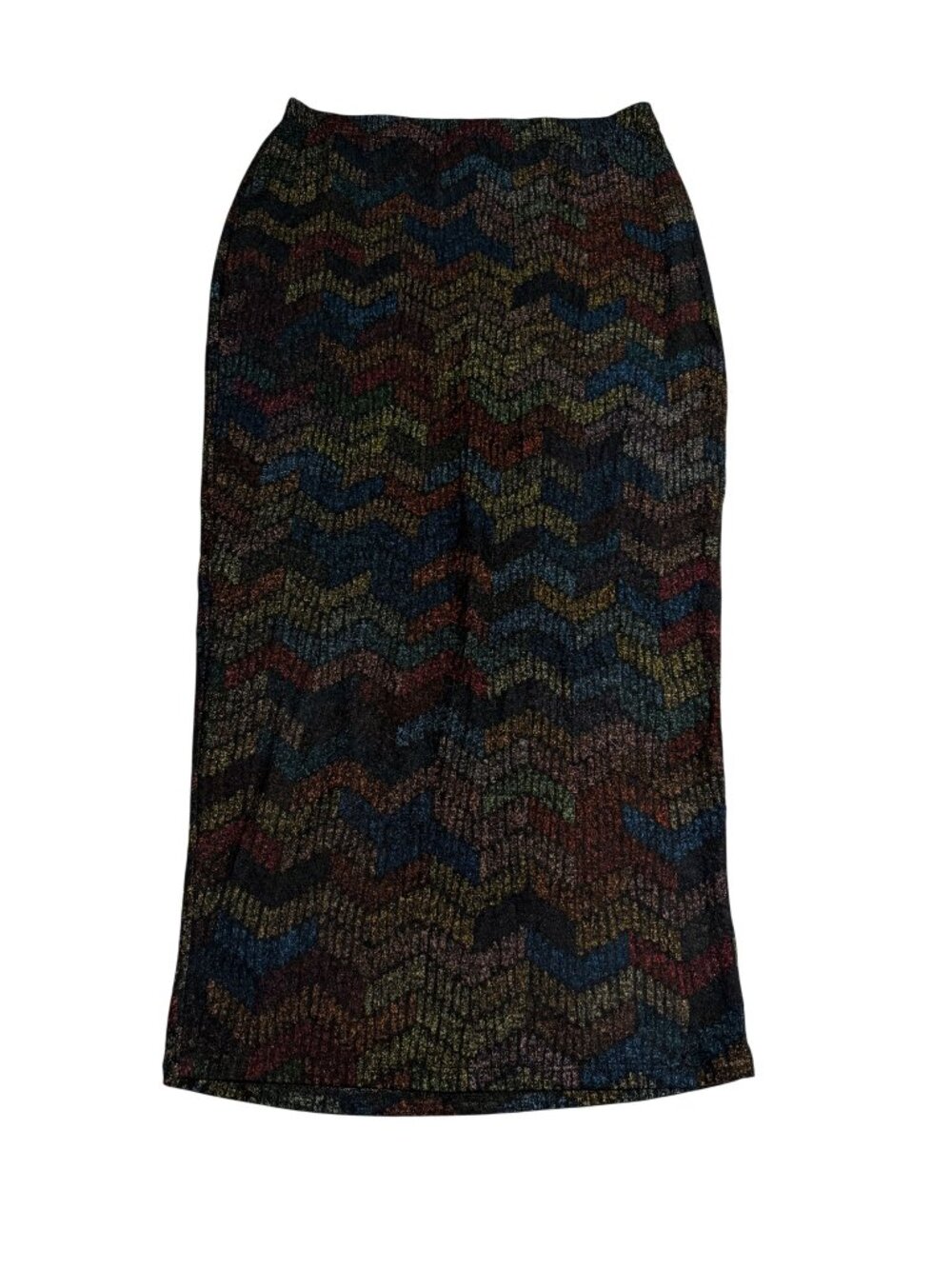 NWOT Chevron Print Knee-Length Skirt By Go Couture Multicolor Size L Made In USA